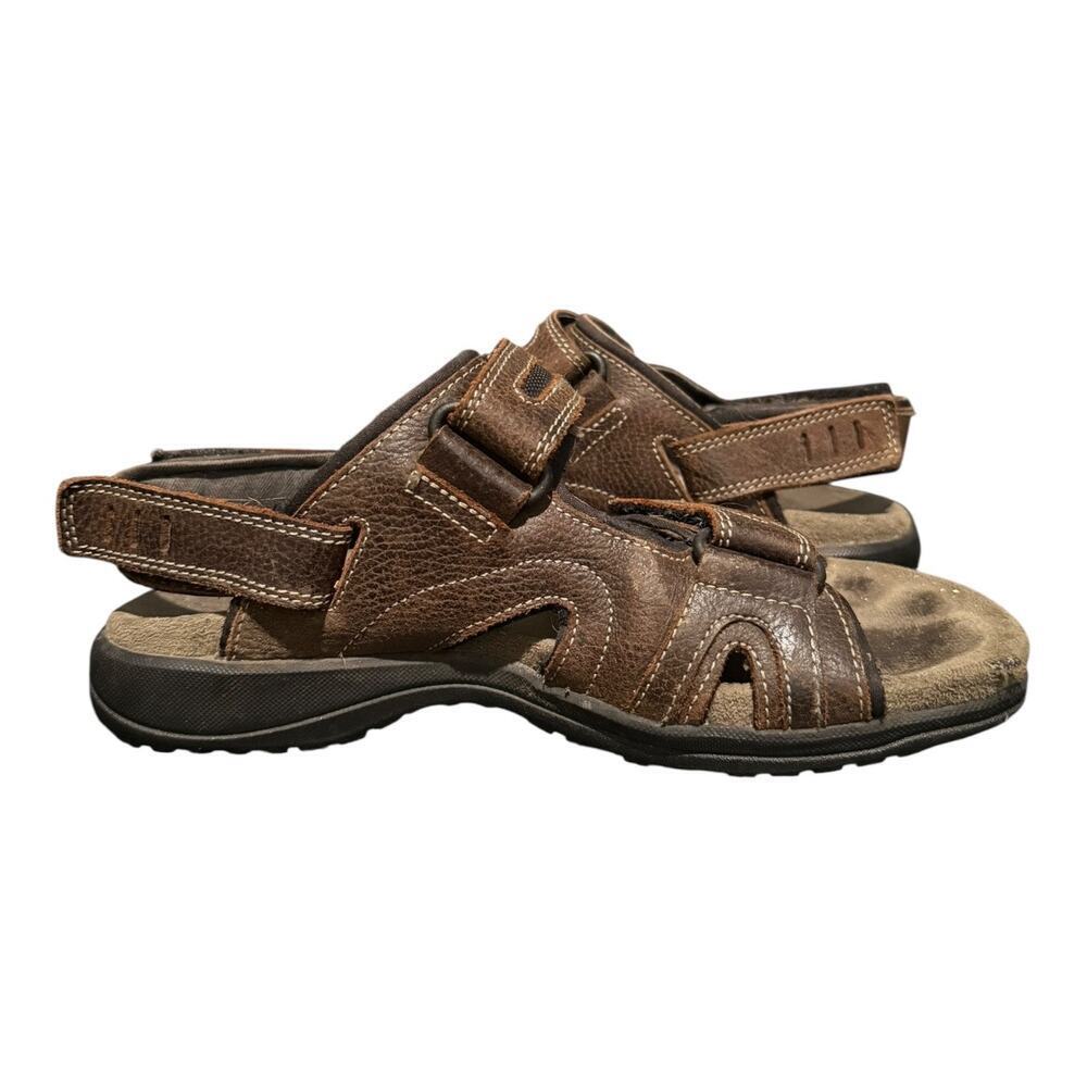 Clarks Sandals Men’s Size 8 Adjustable Strap Flats Comfort Brown Leather - Picture 8 of 9